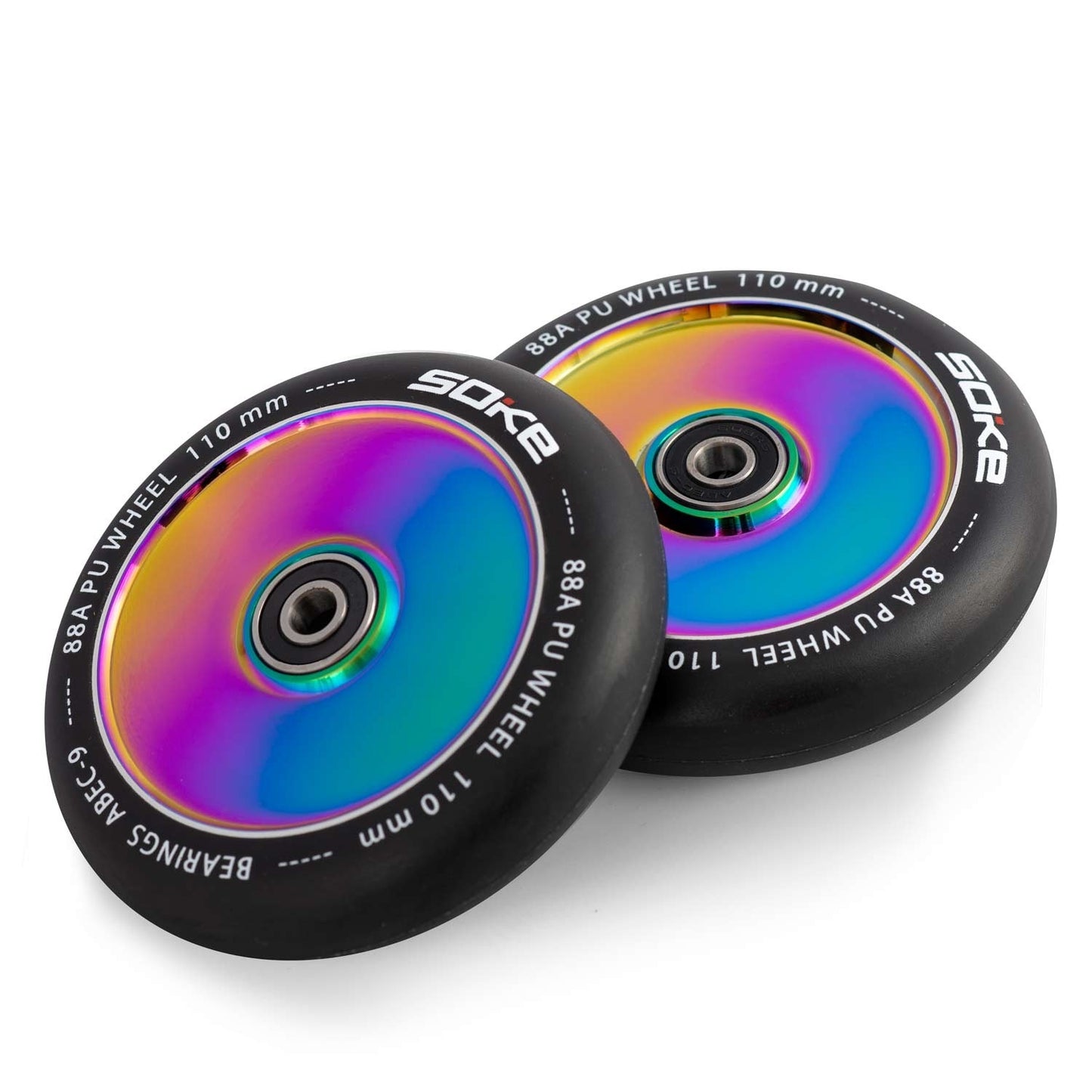 Rainbow colored 110 mm Full Scooter wheels, 2-pack