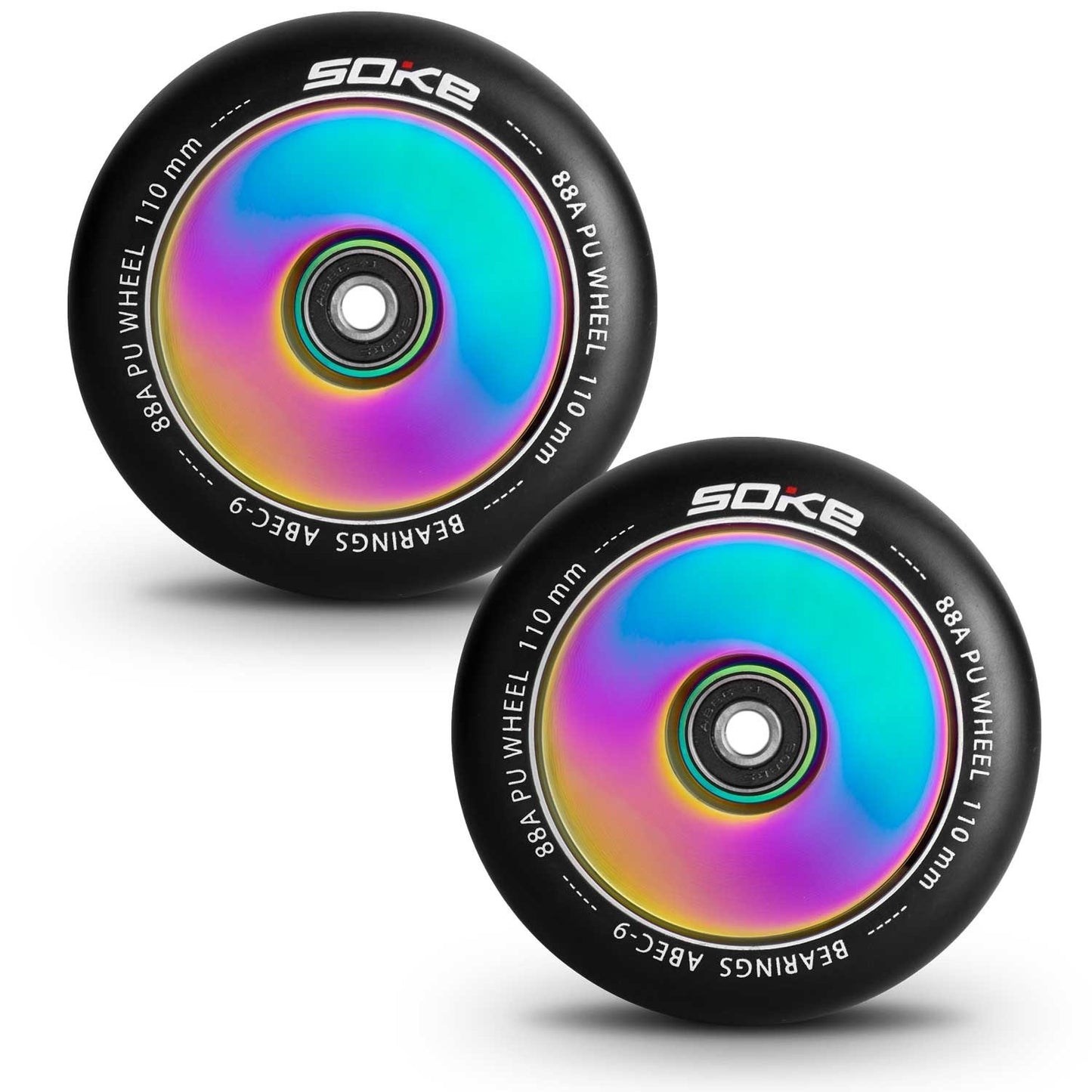 Rainbow colored 110 mm Full Scooter wheels, 2-pack