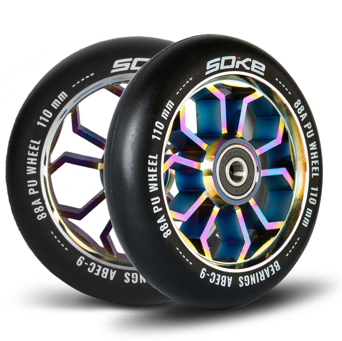 Rainbow colored wheels for scooter 110 mm, 2-pack