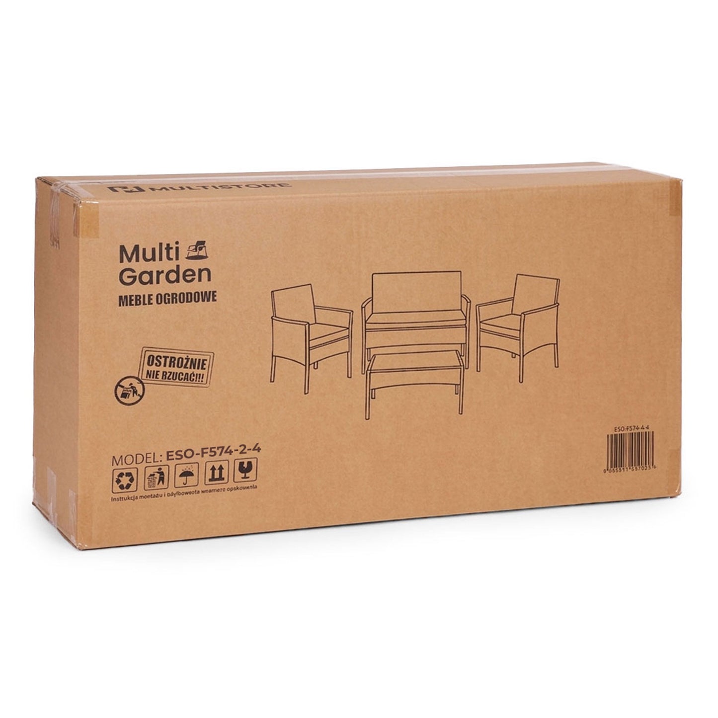 Rattan Garden Furniture Set for 4 with Table & Cushions