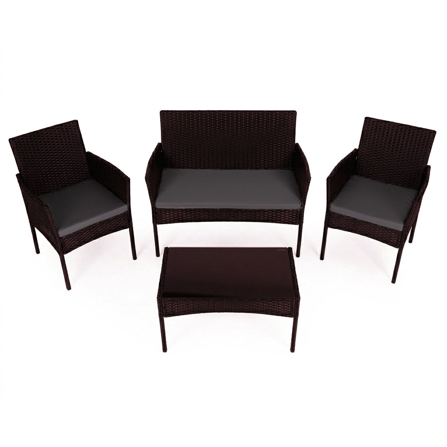 Rattan Garden Furniture Set for 4 with Table & Cushions