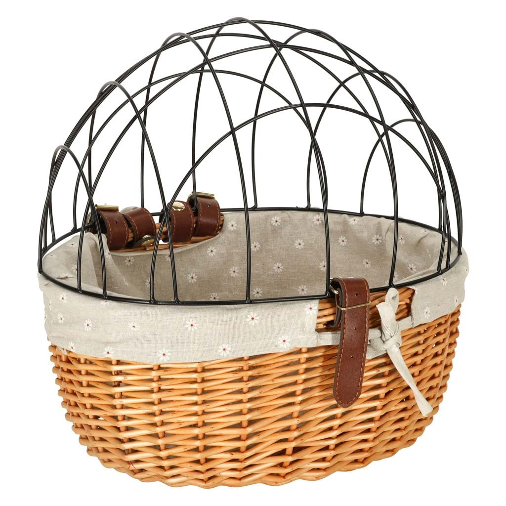Rattan bicycle basket with metal frame