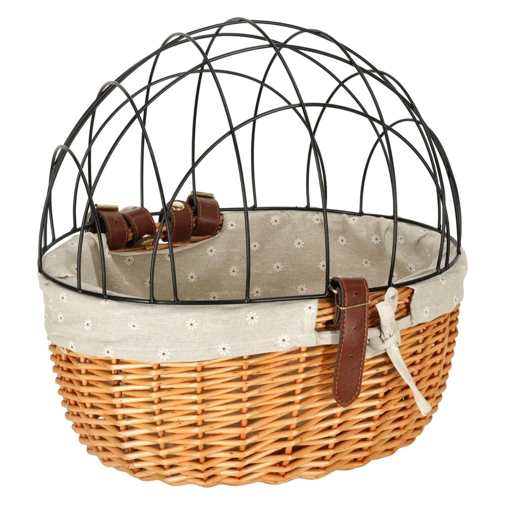 Rattan bicycle basket with metal frame
