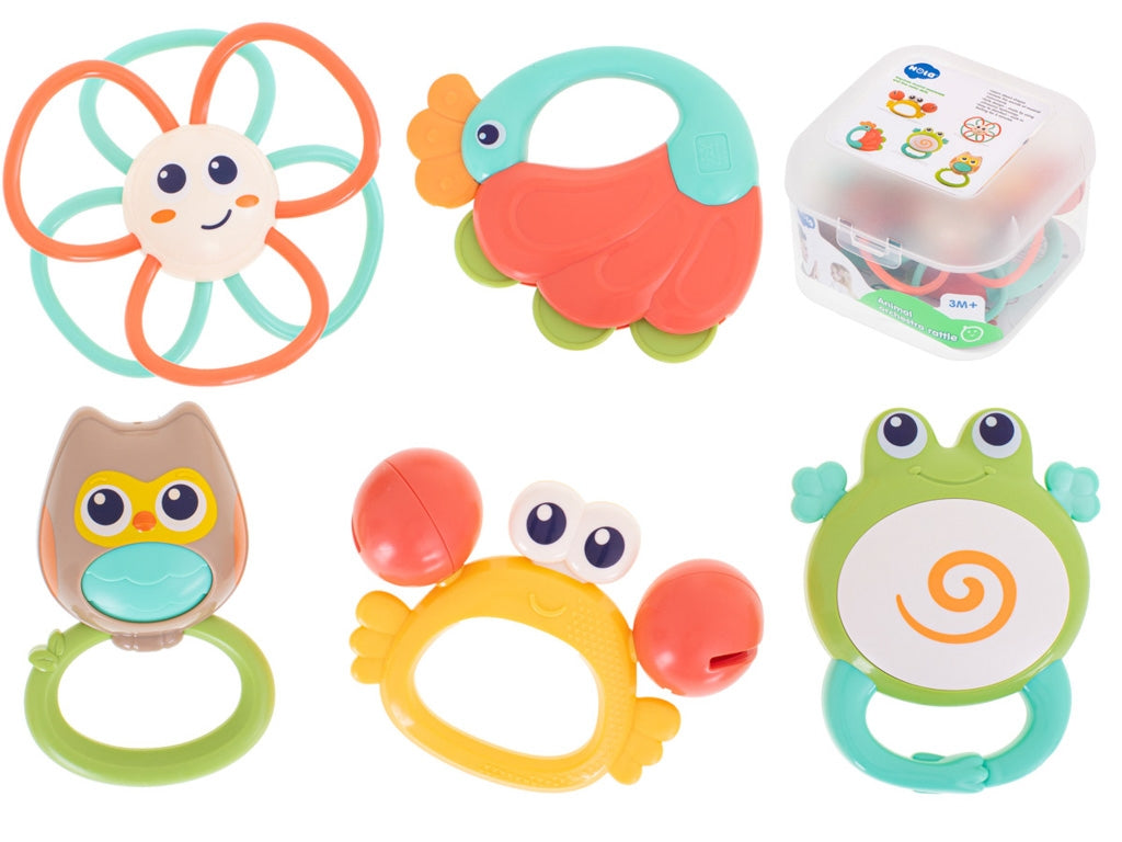Rattle teether for babies animals 5pcs HOLA
