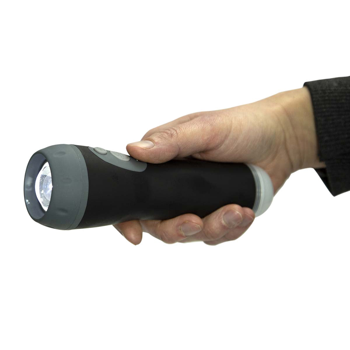 Rechargeable LED Flashlight with Auto Night Light, Black