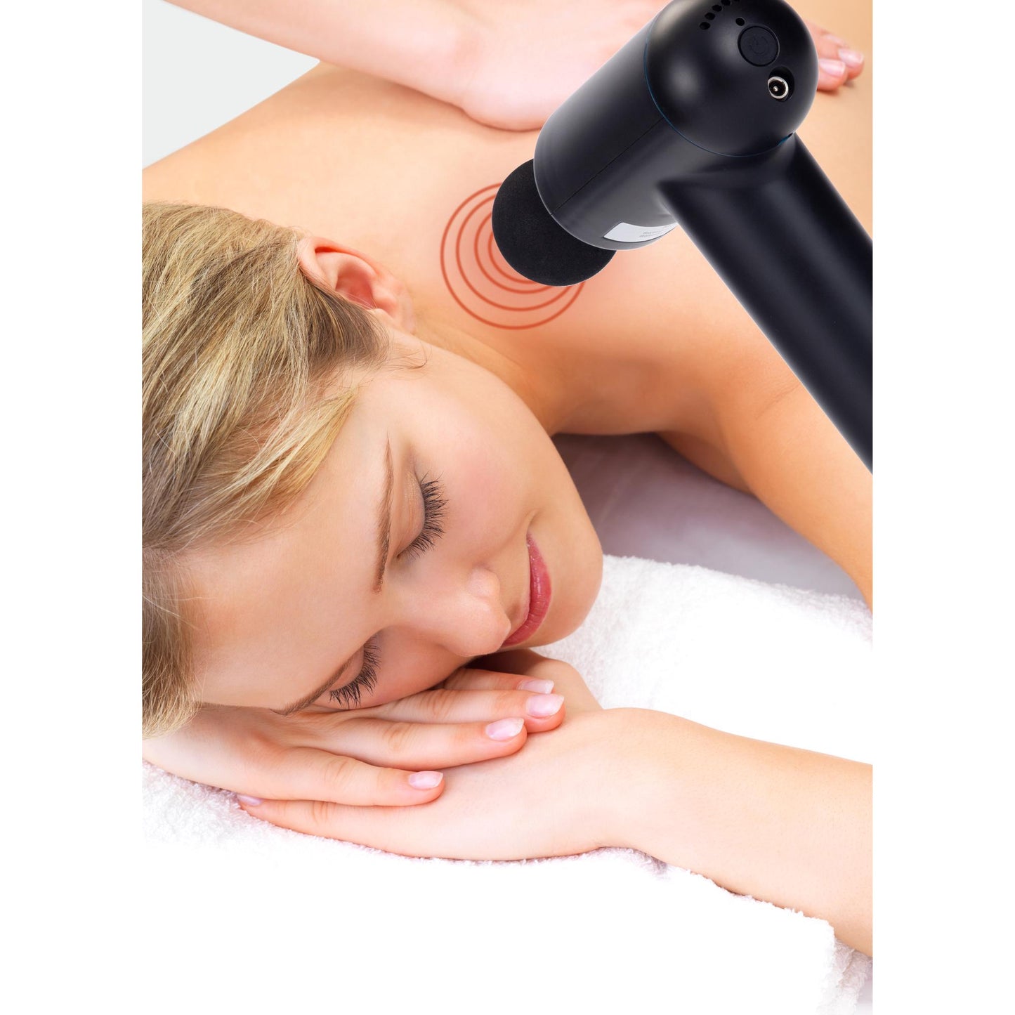 Rechargeable Massage Gun, 4 Heads, 6 Speeds, Black