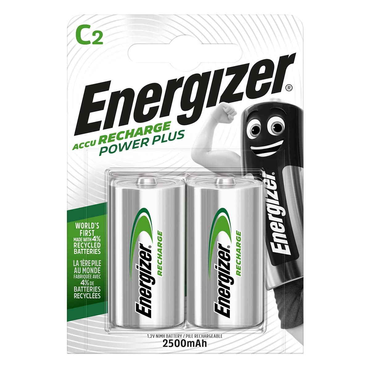 Rechargeable Ni-MH Battery C | 1.2 V DC | 2500 mAh | Preloaded | 2-Blister | HR14 | Silver