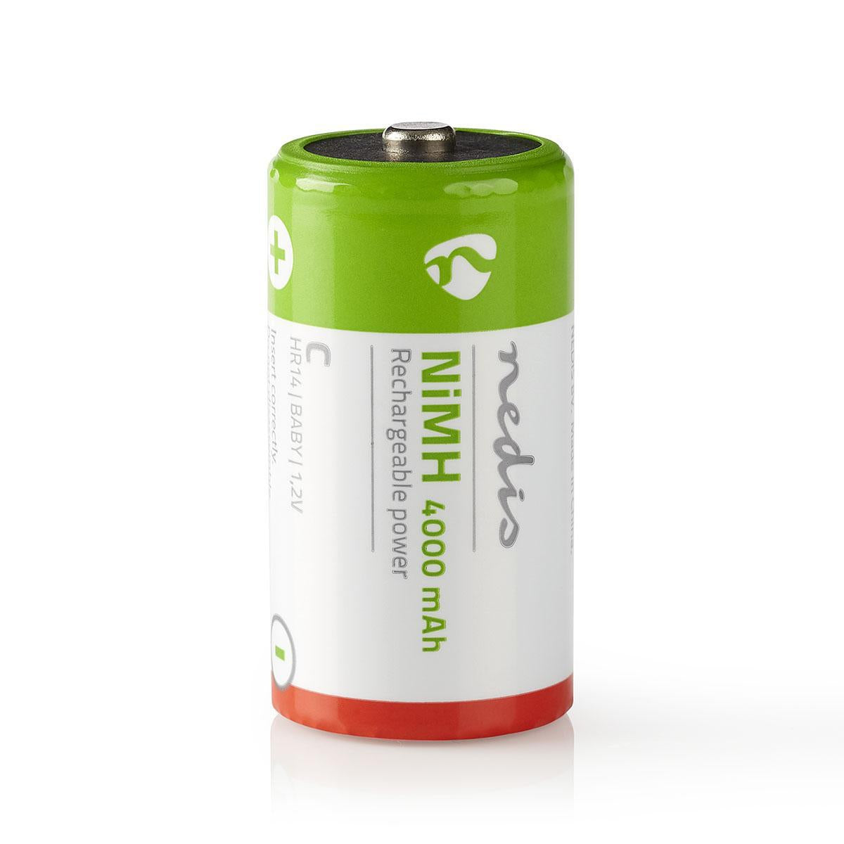 Rechargeable Ni-MH Battery C | 1.2 V DC | 4000 mAh | Preloaded | 2-Blister | HR14 | Green / Red