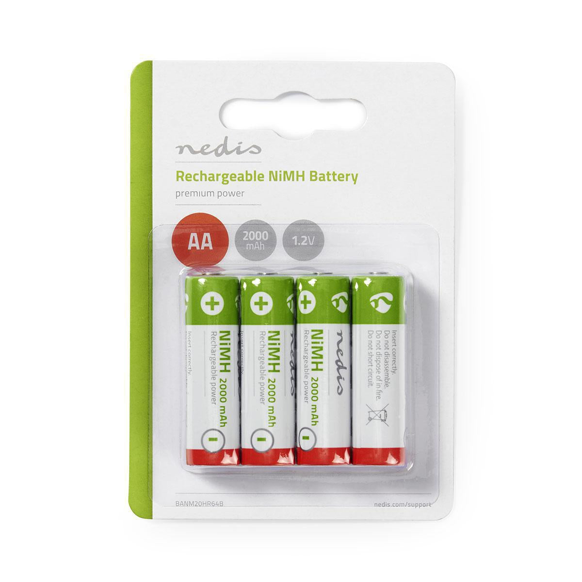 Rechargeable Ni-MH battery AA | 1.2 V DC | 2000 mAh | 4-Blister