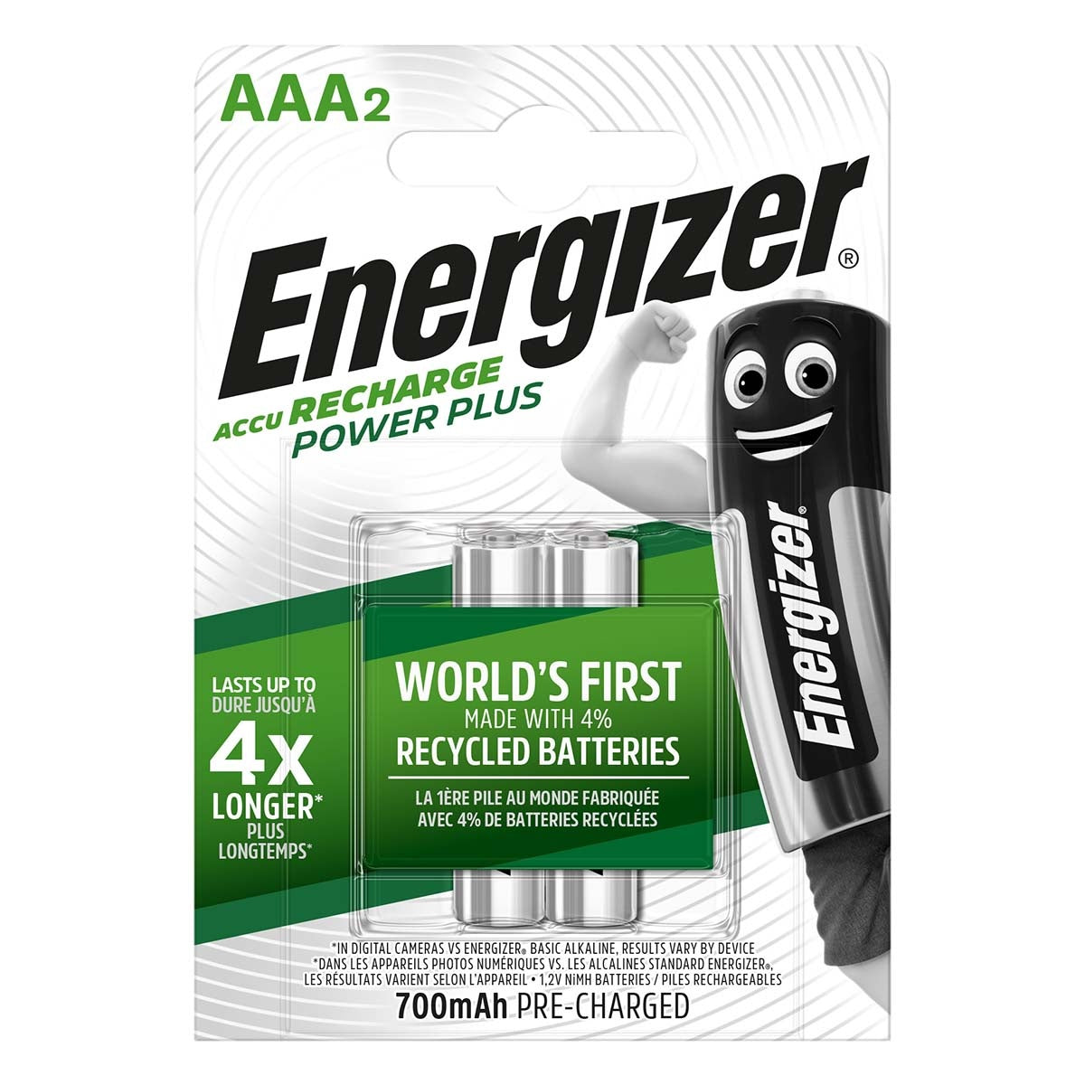 Rechargeable Ni-MH battery AAA | 1.2 V DC | 700 mAh | Preloaded | 2-Blister