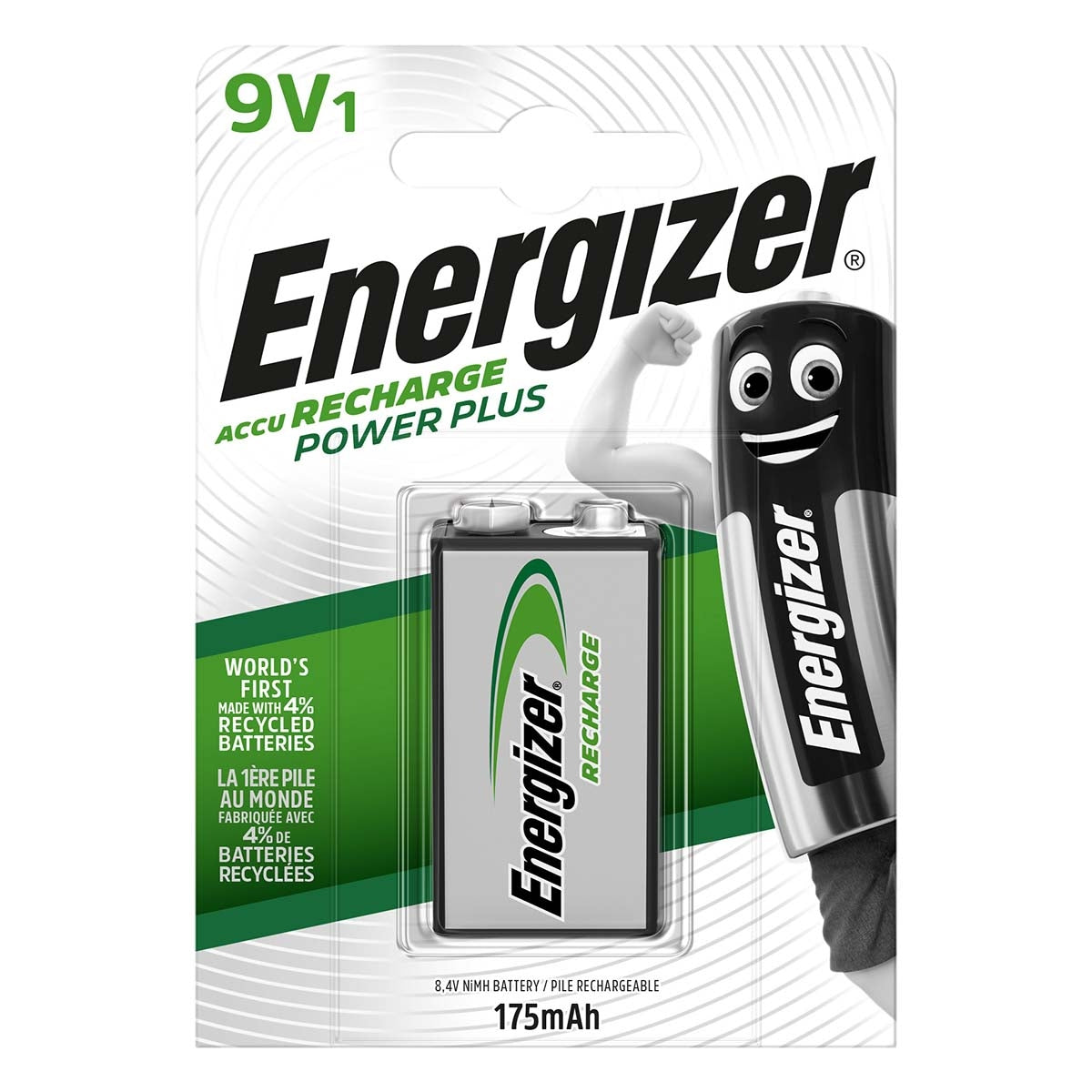 Rechargeable Ni-MH battery E-Block | 8.4 V DC | 175 mAh | Preloaded | 1-Blister | 6HR61 | Silver