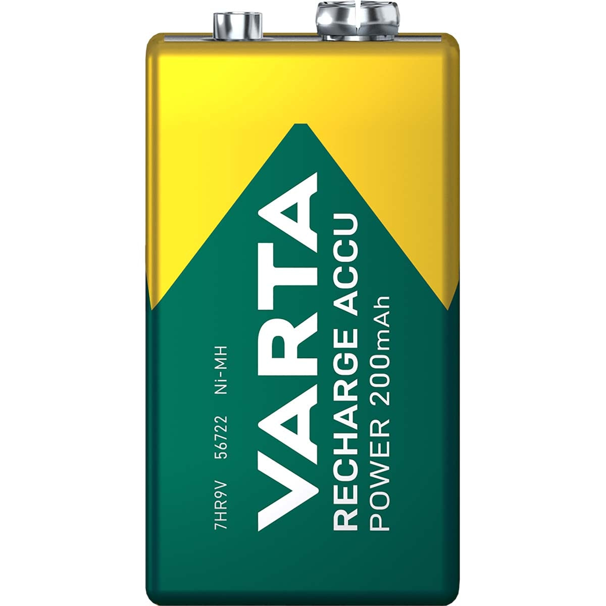 Rechargeable Ni-MH battery E-Block | 9 V DC | 200 mAh | Preloaded | 1-Blister | 6HR61 | Green / Yellow