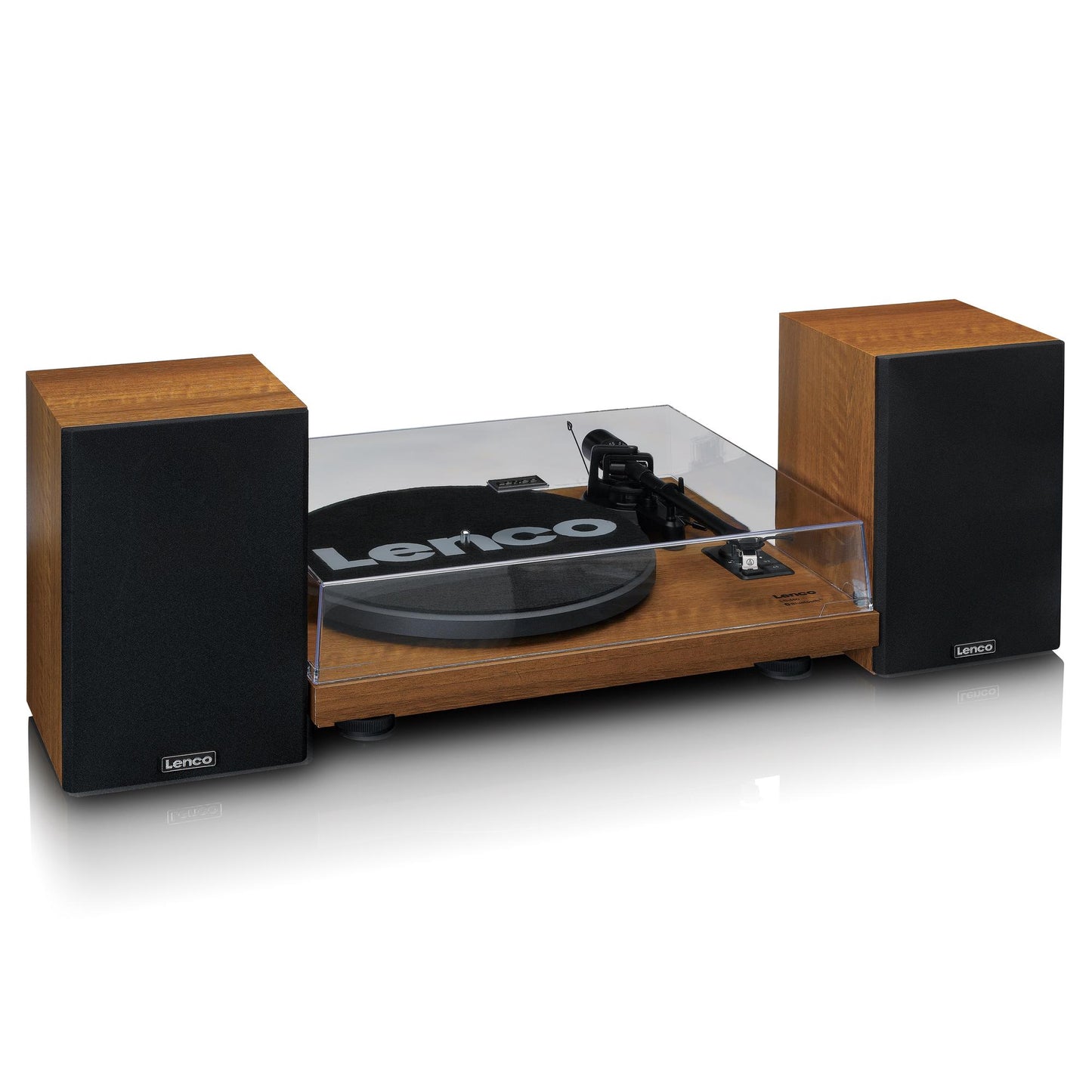Record Player with Bluetooth, Built-In Amp, 2 Speakers