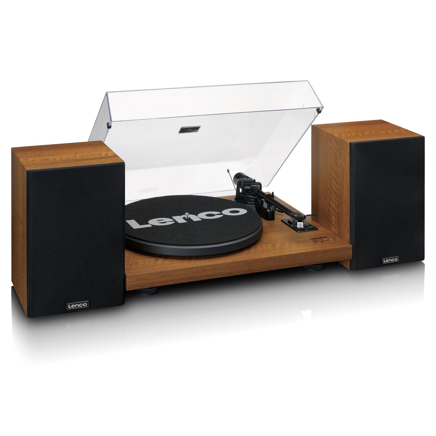 Record Player with Bluetooth, Built-In Amp, 2 Speakers