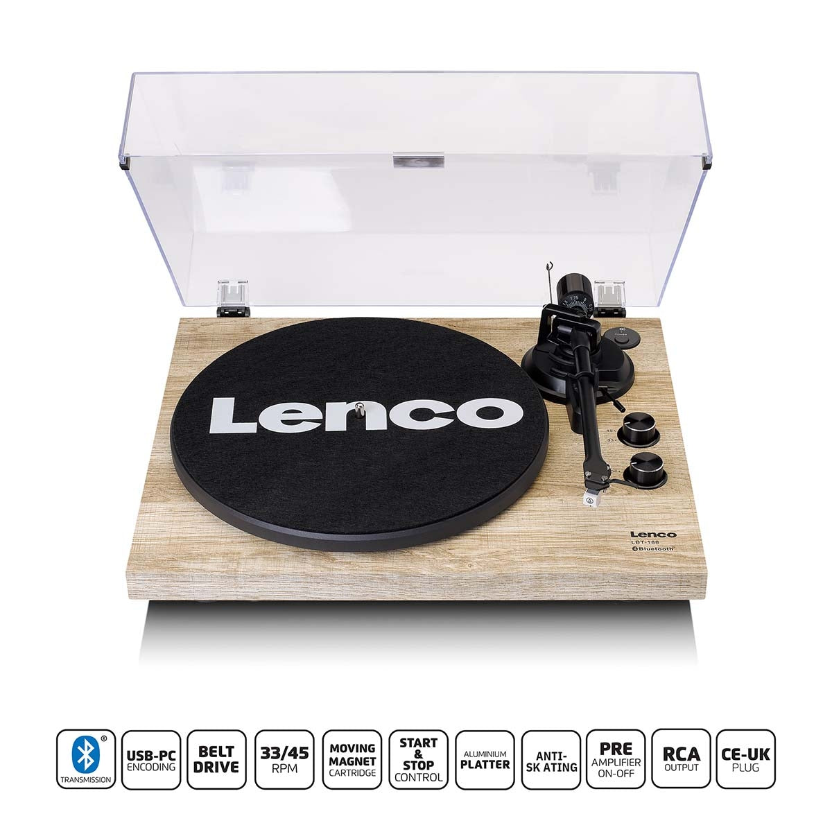 Record Player with Bluetooth® transmission Pine
