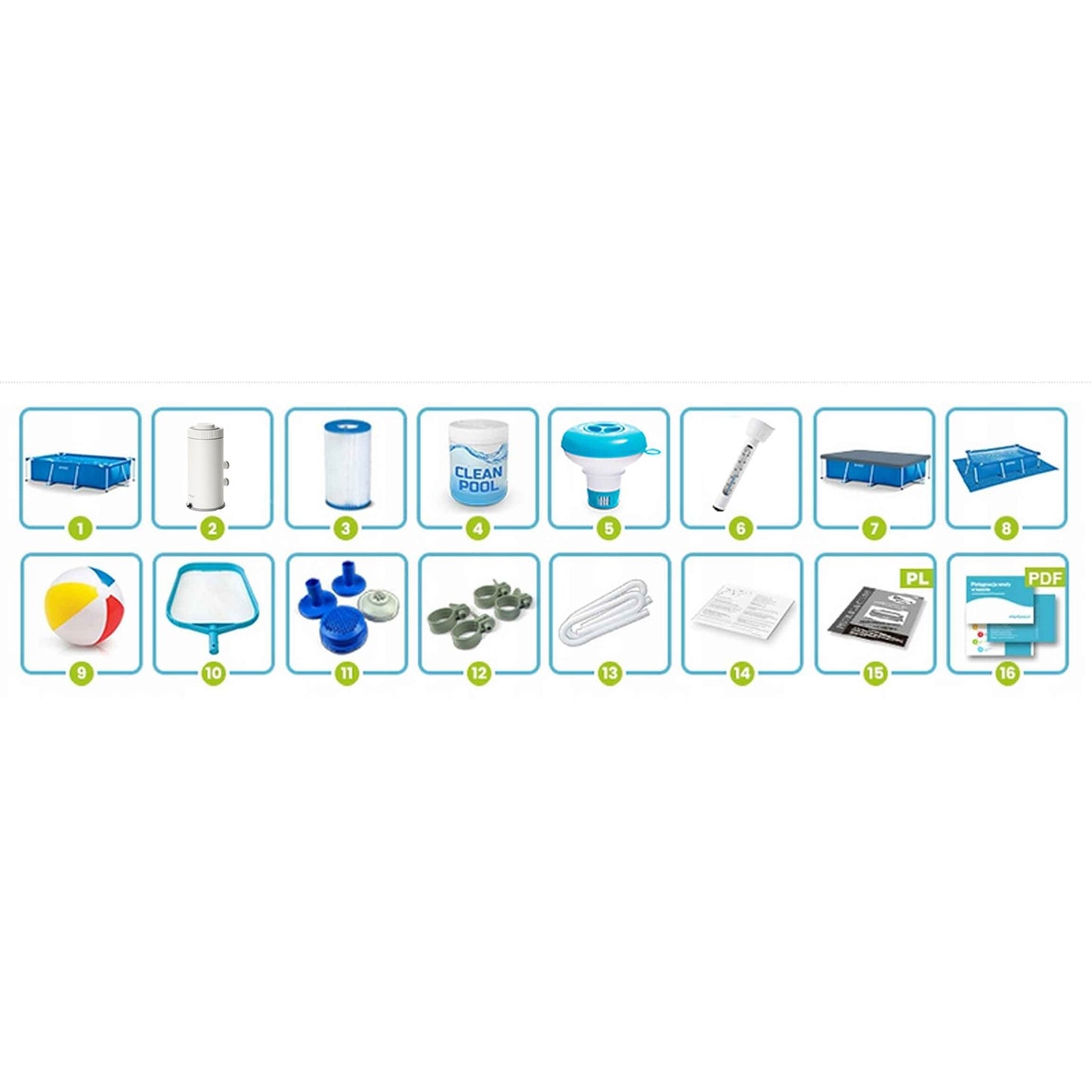 Rectangular Frame Pool 450x220x84 cm with Accessories