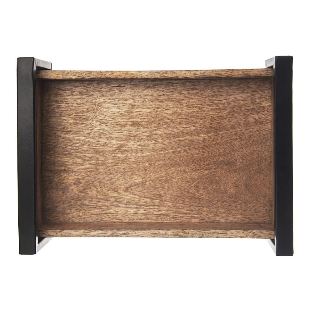 Rectangular Mango Wood Serving Tray with Metal Handle