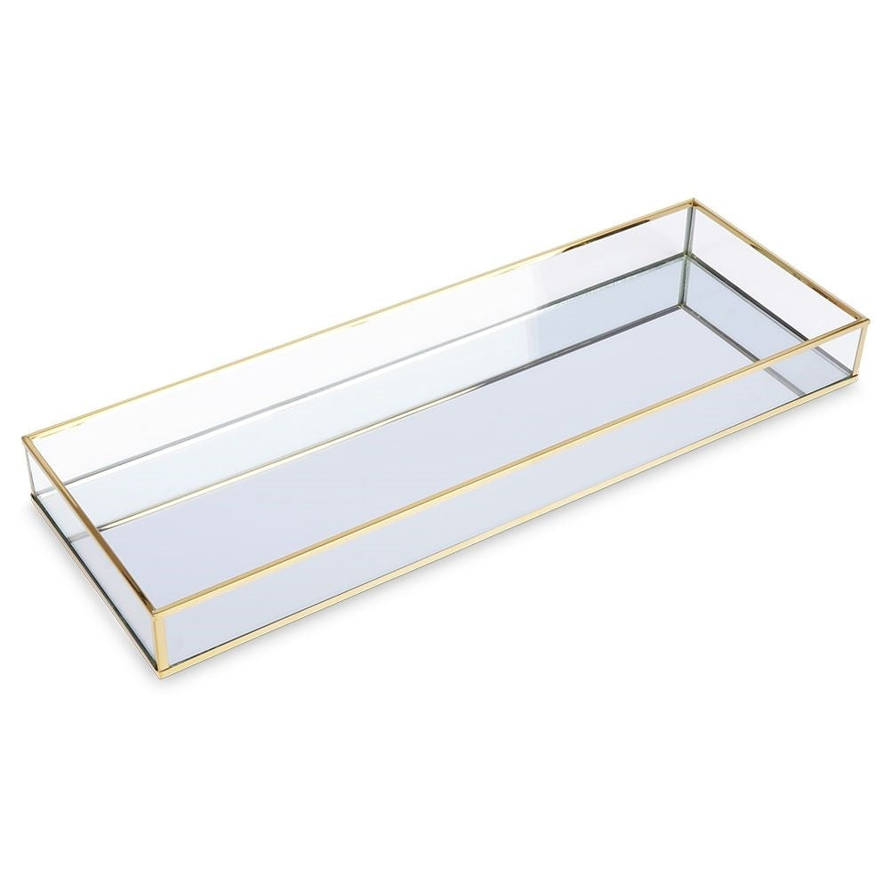 Rectangular Mirror Tray 42x15 cm - Elegant Gold Finish