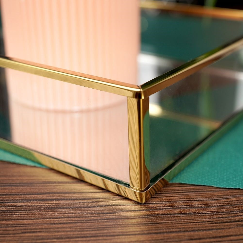 Rectangular Mirror Tray 42x15 cm - Elegant Gold Finish