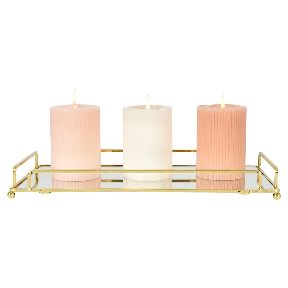 Rectangular Mirror Tray for Candles - 34x16.5 cm, Gold