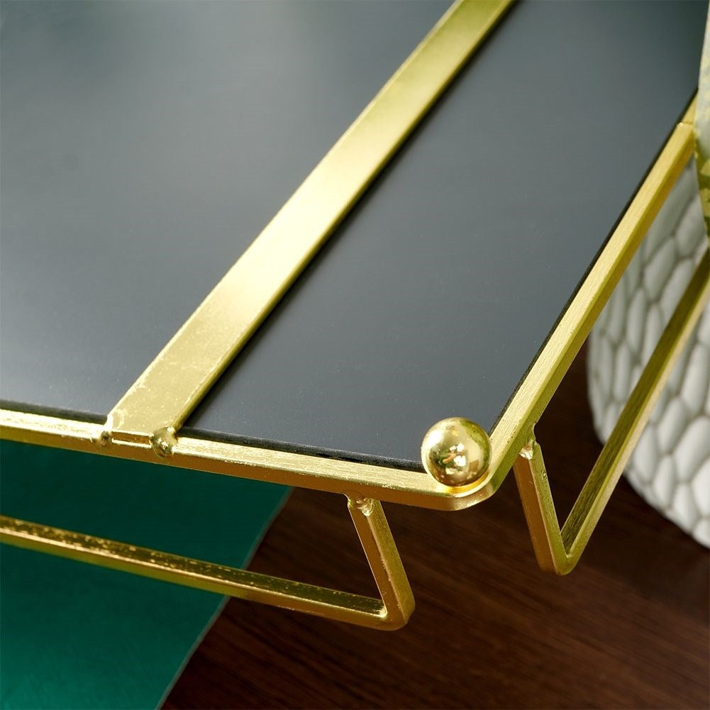 Rectangular Mirror Tray for Candles - 34x16.5 cm, Gold
