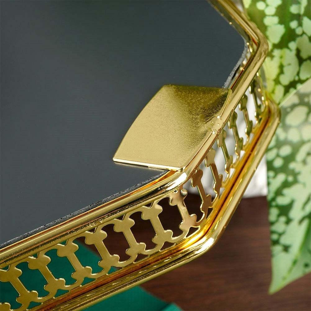 Rectangular Mirror Tray for Candles - 35.5x25 cm Gold