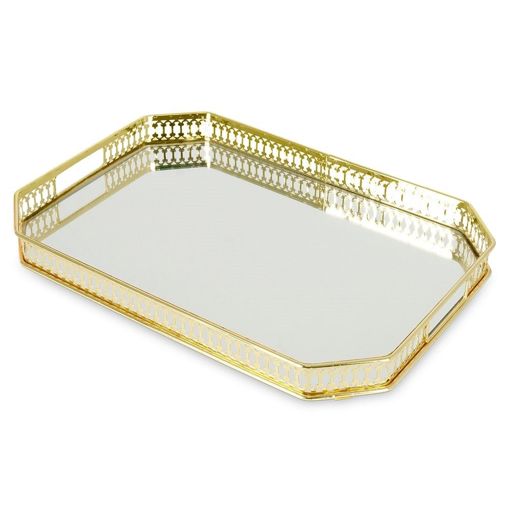 Rectangular Mirror Tray for Candles - 35.5x25 cm Gold