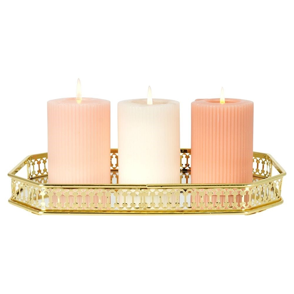 Rectangular Mirror Tray for Candles - Elegant Gold Tone 29x18.5 cm