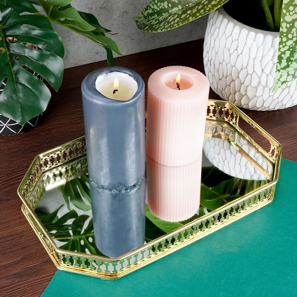 Rectangular Mirror Tray for Candles - Elegant Gold Tone 29x18.5 cm