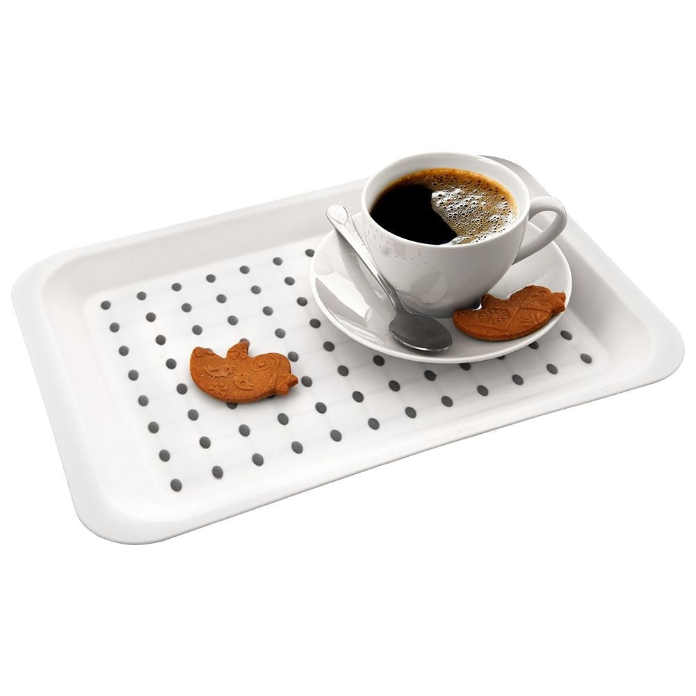 Rectangular Non-Slip Kitchen Tray in White Plastic