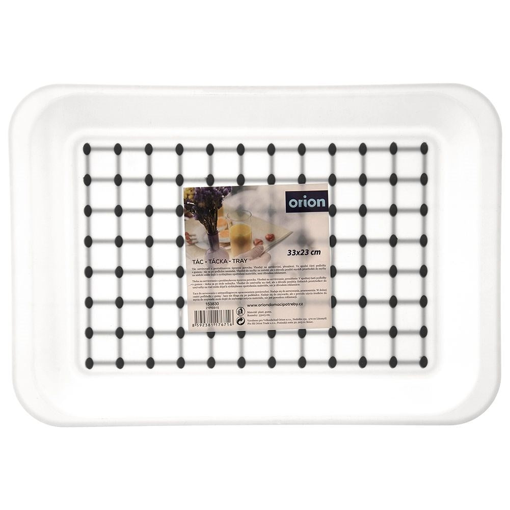 Rectangular Non-Slip Kitchen Tray in White Plastic