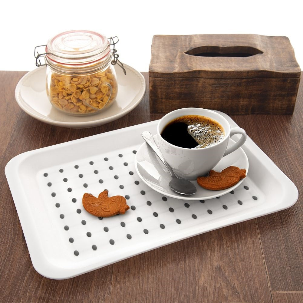Rectangular Non-Slip Kitchen Tray in White Plastic
