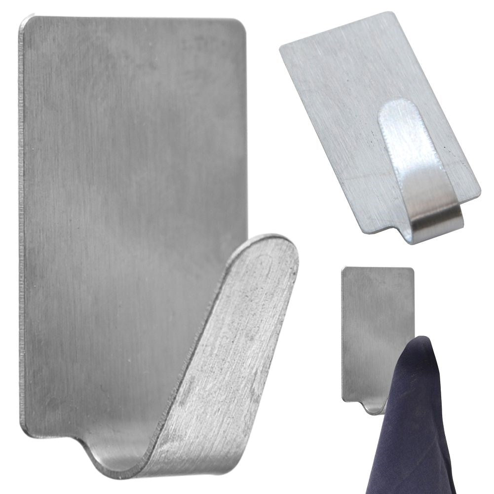 Rectangular Self-adhesive Mini-Hook in Matt Stainless Steel