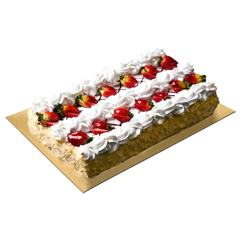 Rectangular cake tray 40x30 cm, gold foil coated cardboard