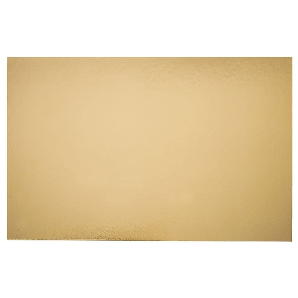 Rectangular cake tray 40x30 cm, gold foil coated cardboard