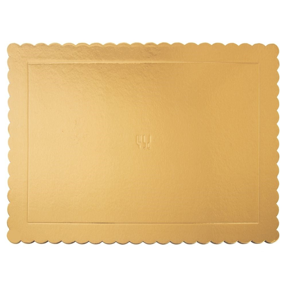 Rectangular cake tray 40x30 cm in shiny gold cardboard