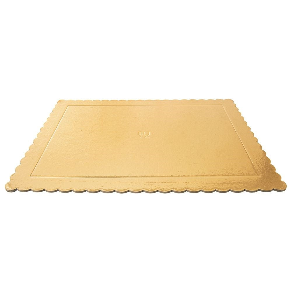 Rectangular cake tray 40x30 cm in shiny gold cardboard