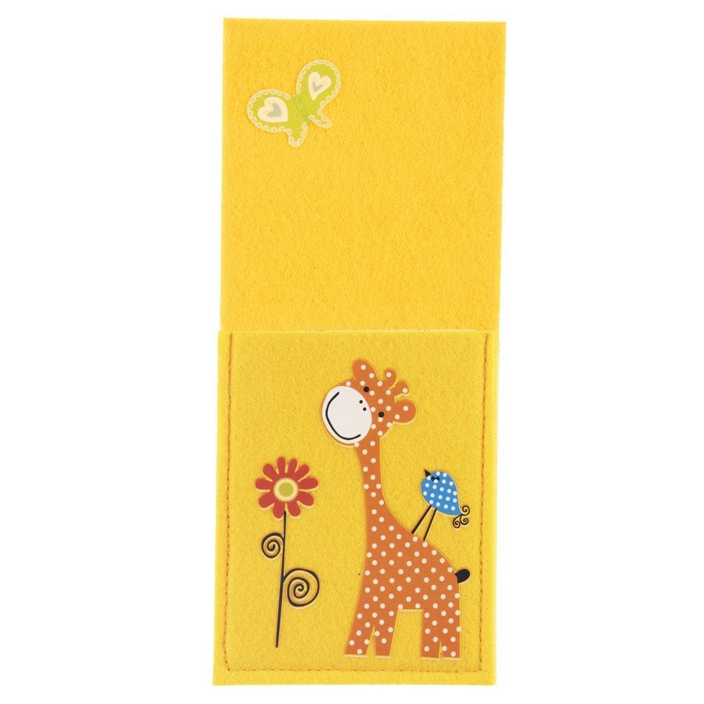 Rectangular felt cutlery case with a cute giraffe motif