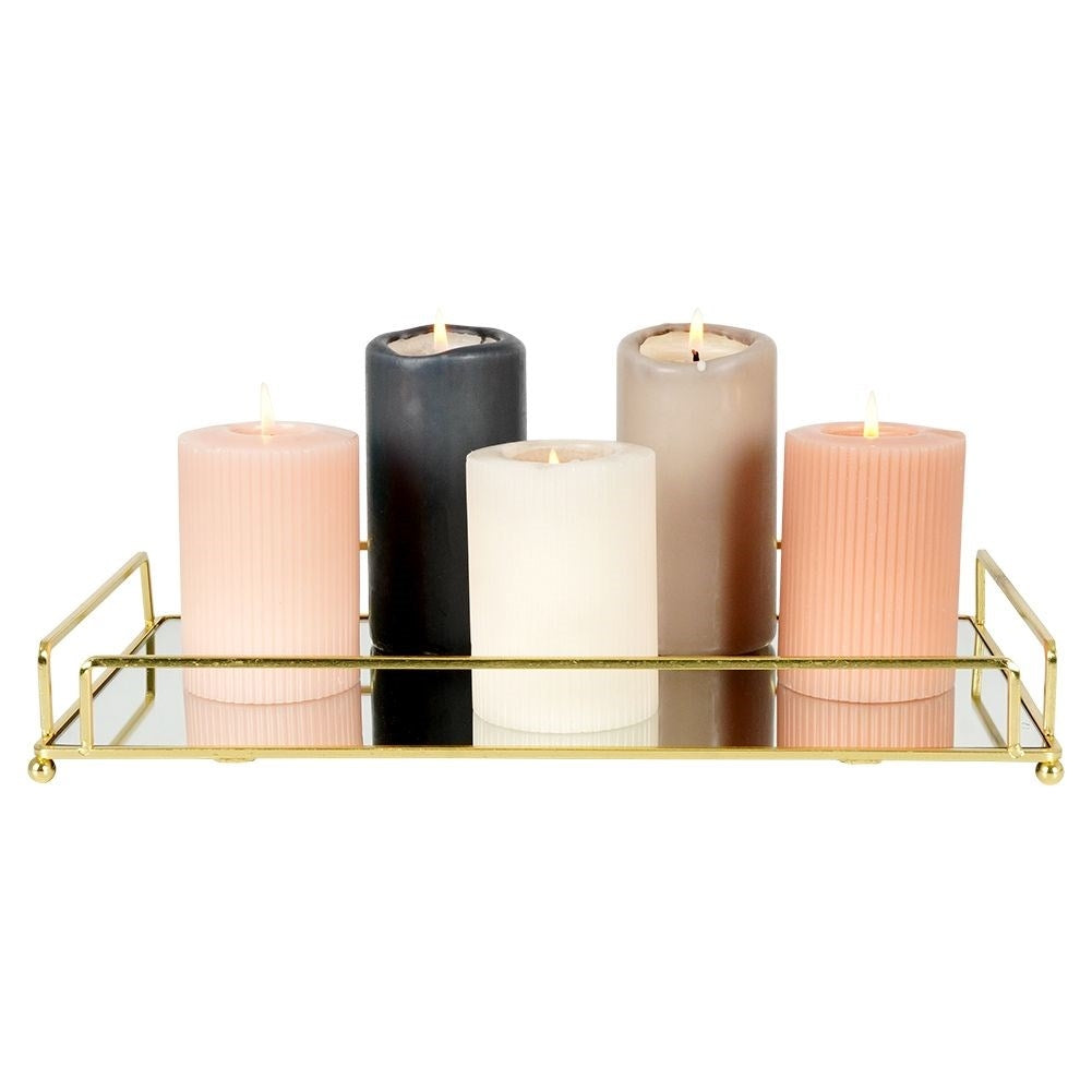 Rectangular gold mirror tray 36.5x20.5 cm for candles
