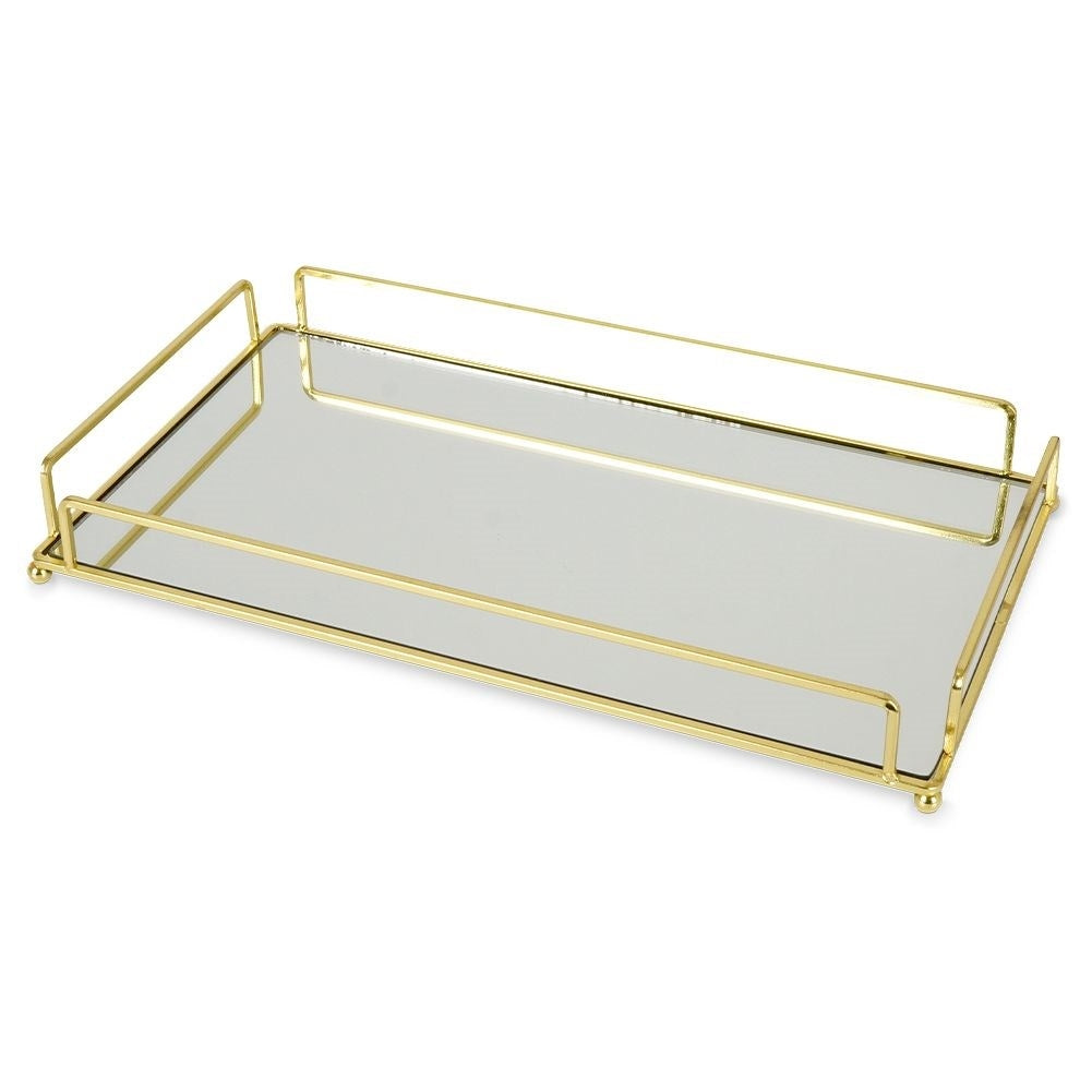 Rectangular gold mirror tray 36.5x20.5 cm for candles