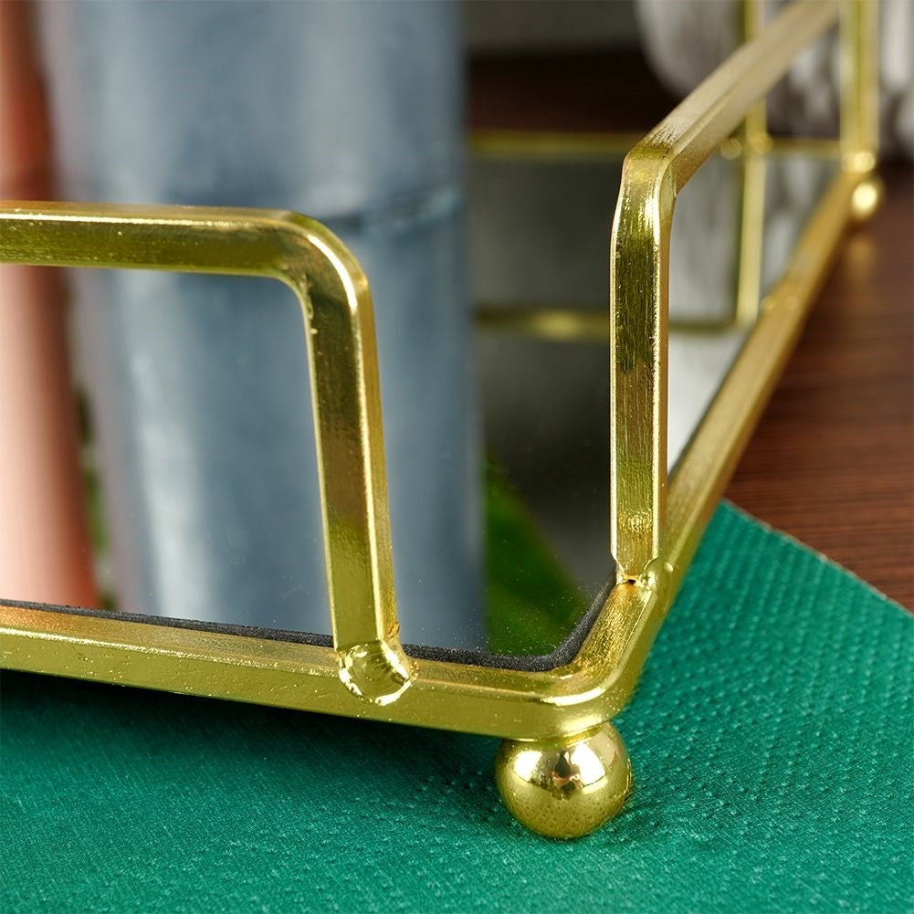 Rectangular gold mirror tray 36.5x20.5 cm for candles