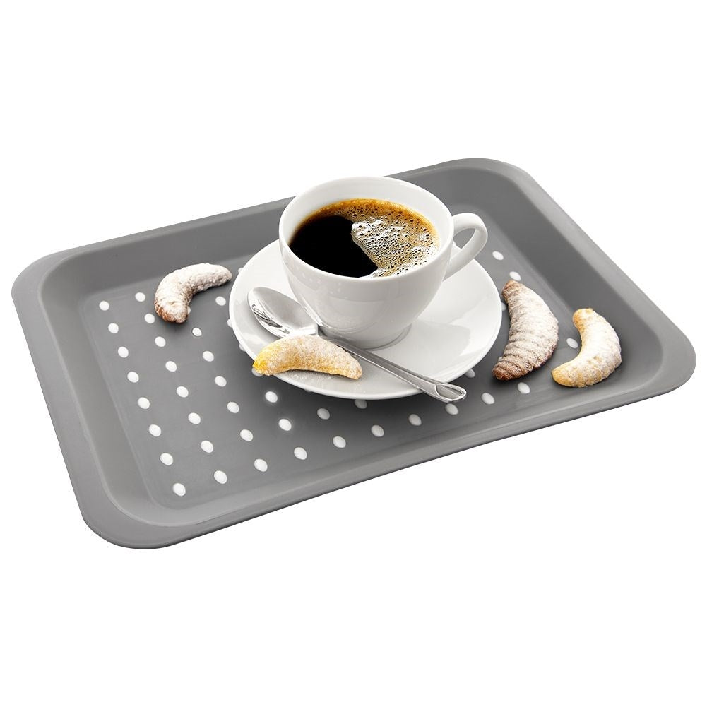 Rectangular kitchen tray in non-slip high-quality gray material