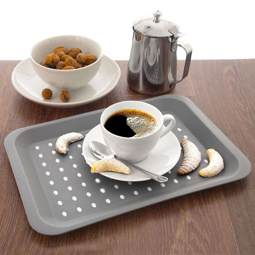 Rectangular kitchen tray in non-slip high-quality gray material