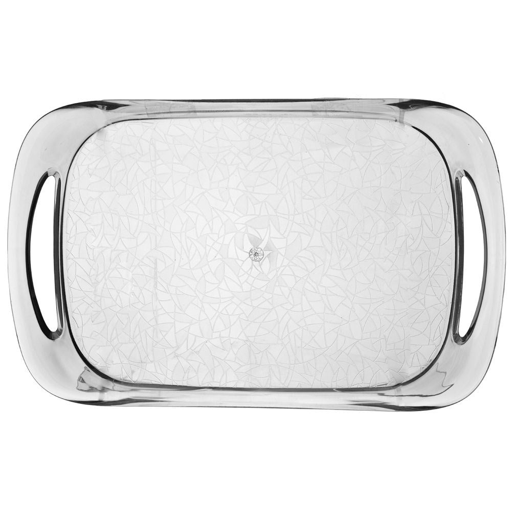 Rectangular kitchen tray with handle in transparent acrylic