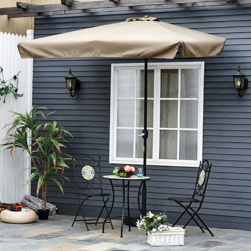 Rectangular large slanted garden umbrella with crank, beige, 200 x 140 cm