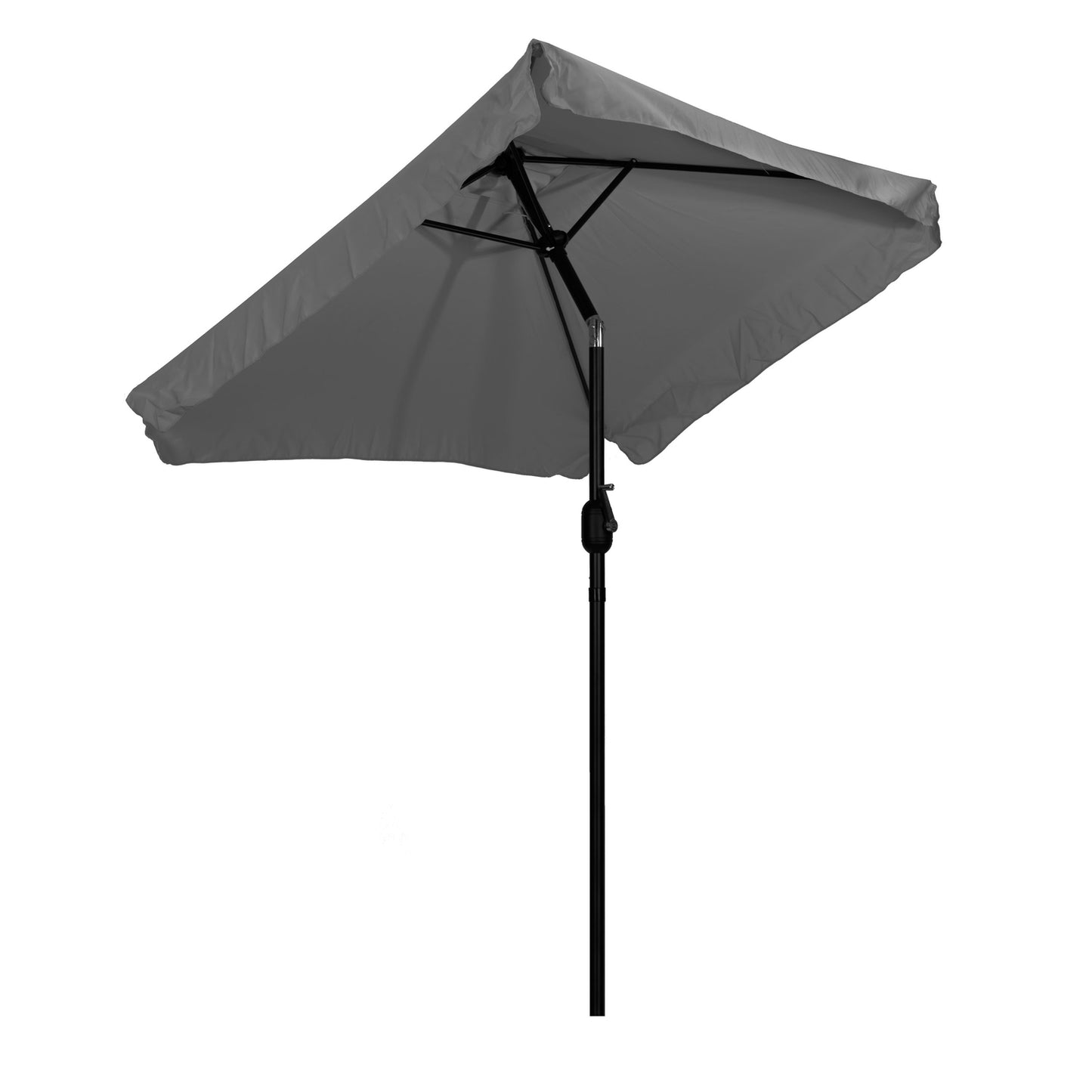 Rectangular large slanted garden umbrella with crank, gray, 200 x 140 cm