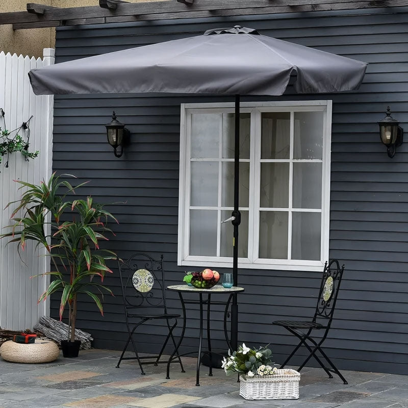 Rectangular large slanted garden umbrella with crank, gray, 200 x 140 cm