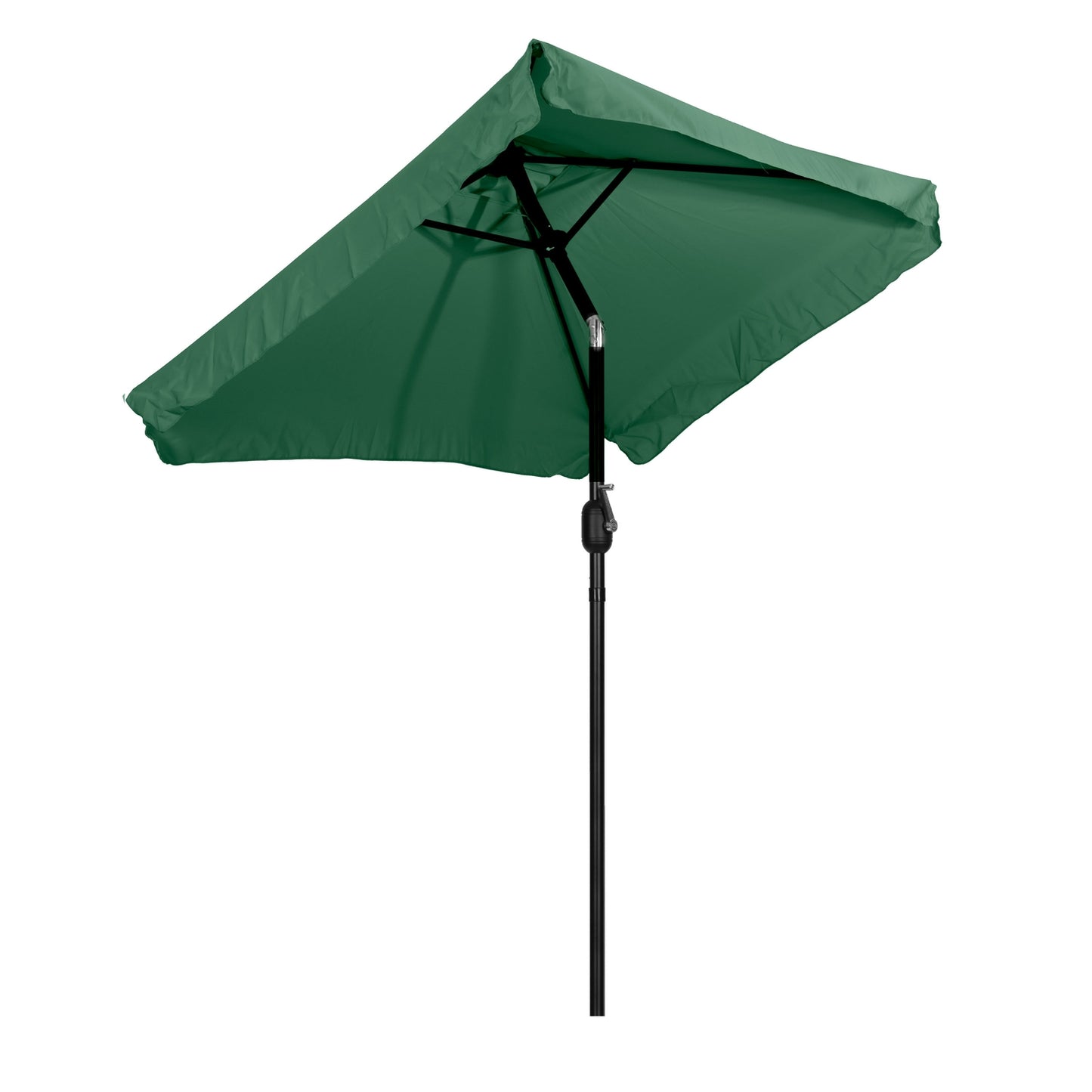 Rectangular large slanted garden umbrella with crank, green, 200 x 140 cm