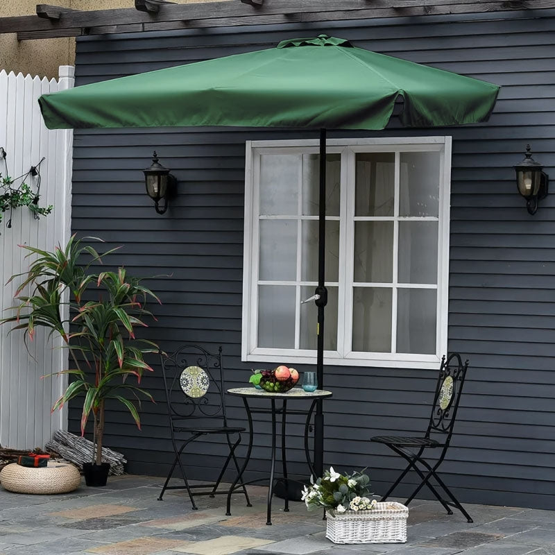 Rectangular large slanted garden umbrella with crank, green, 200 x 140 cm
