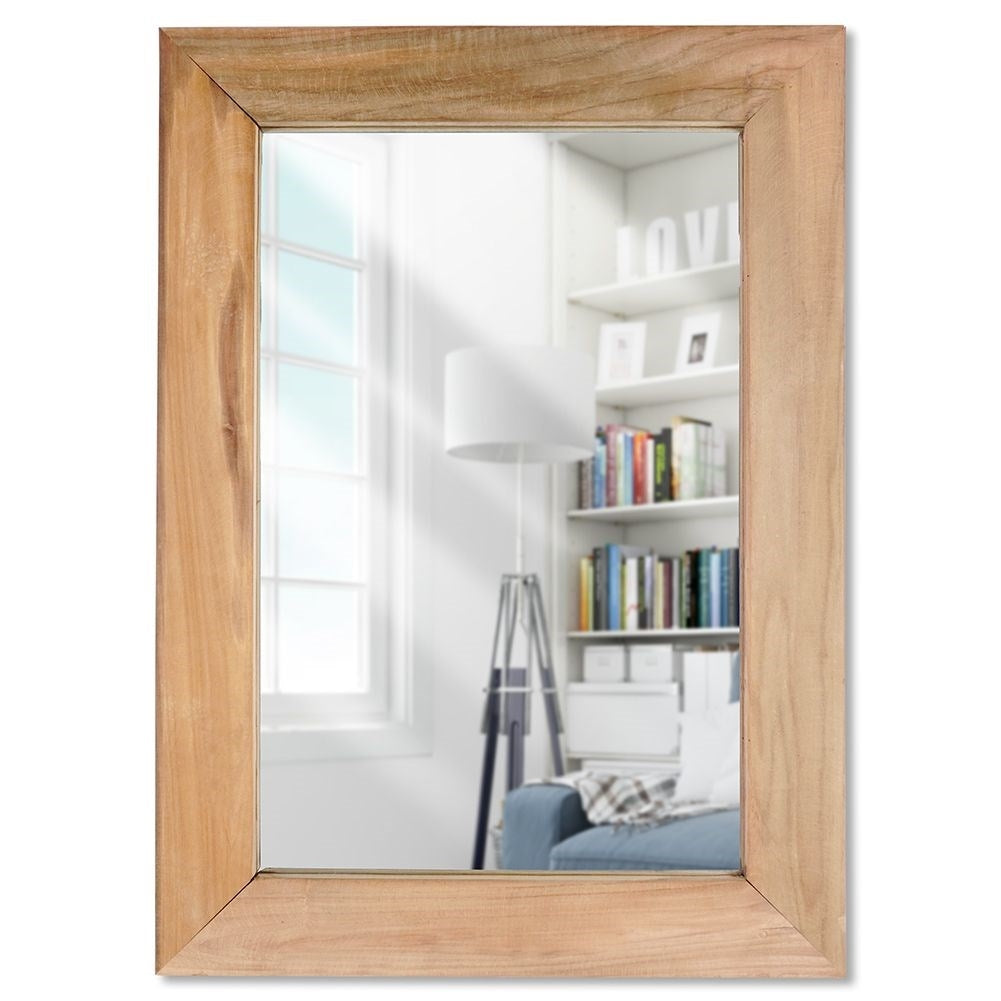 Rectangular mirror in recycled wood for wall mounting